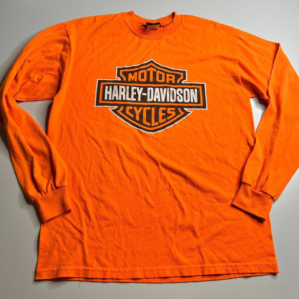 Harley-Davidson Long Sleeve T-Shirt Orange Barrett Harley El Paso‎ TX Men’s M